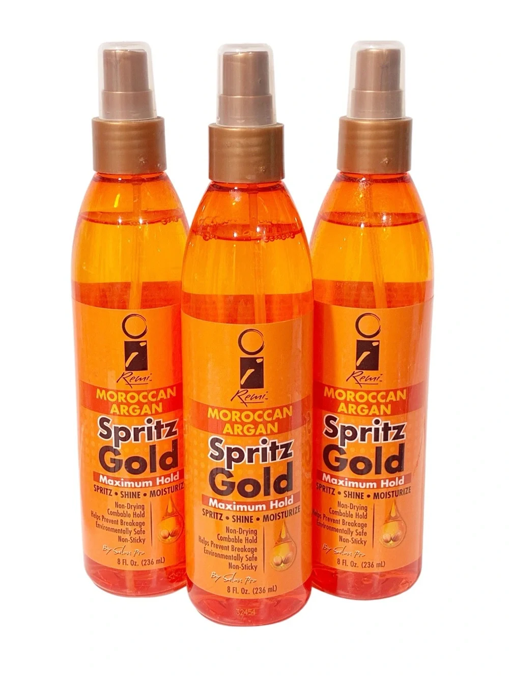 Spritz Gold Maximum Hold 8 oz. 236 Ml Moroccan Argan Haircare Lot of 3 NEW